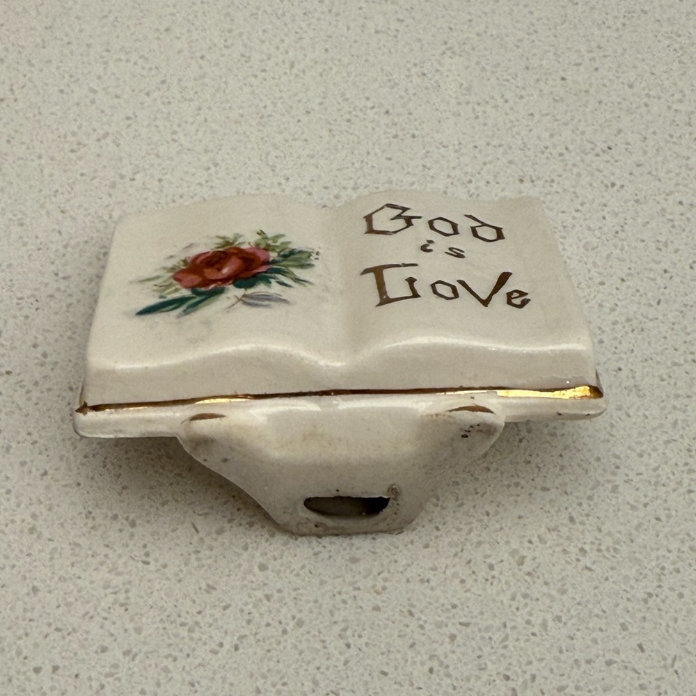Vintage God is Love Porcelain Book MCM Mid-Century Modern Religious Open Book - Picture 6 of 10